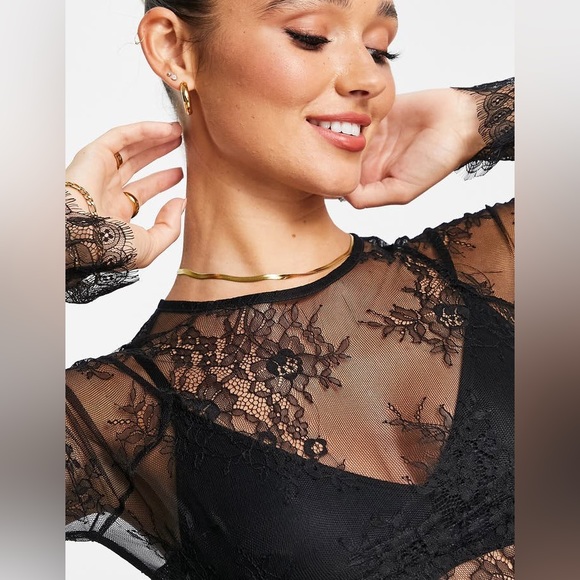 Lace Sheer Long Sleeve Top - Picture 2 of 5